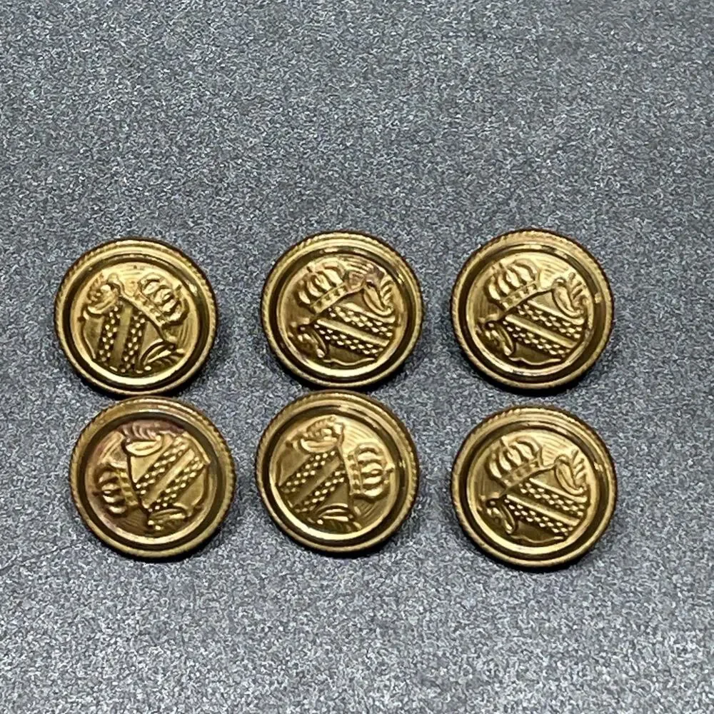8 Vtg Georges Marciano Metal Gold Tone Blazer Buttons Crown Shield Rope Border